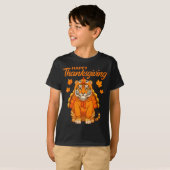 Happy Thanksgiving Tiger Women Boys Girls Kids Out Tシャツ (正面フル)