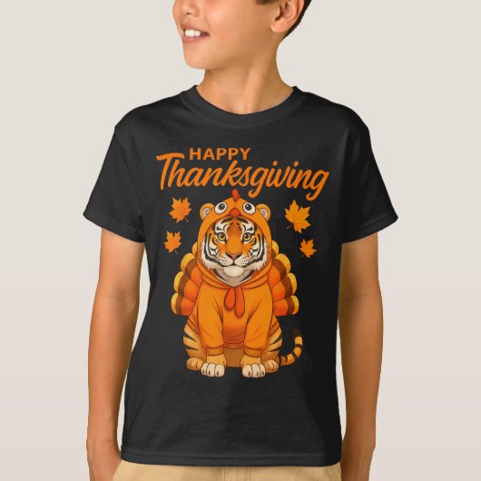 Happy Thanksgiving Tiger Women Boys Girls Kids Out Tシャツ (正面)