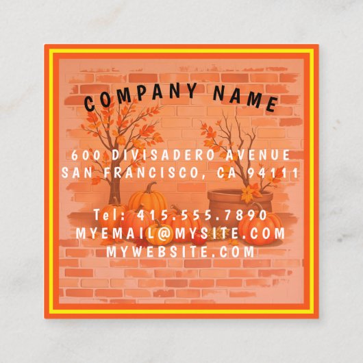 Happy Thanksgiving Trendy Beautiful Fall スクエア名刺 (裏面)