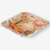 Happy Thanksgiving Trendy Beautiful Fall ペーパープレート (傾斜あり)