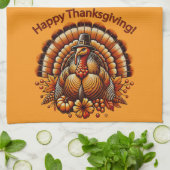 Happy Thanksgiving Turkey キッチンタオル (折り畳み)