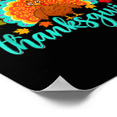 Happy Thanksgiving Turkey &amp; Sunflower, Thanksg ポスター (角)