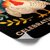 Happy Thanksgiving Turkey Celebrating Immigrants S ポスター (角)