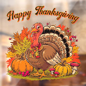 Happy Thanksgiving Turkey Fall Harvest Graphic  ウィンドウサイン (シート2)