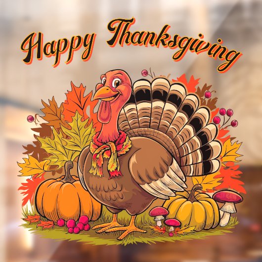 Happy Thanksgiving Turkey Fall Harvest Graphic  ウィンドウサイン (シート2)