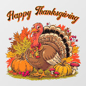 Happy Thanksgiving Turkey Fall Harvest Graphic  ウィンドウサイン (シート)