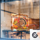Happy Thanksgiving Turkey Fall Harvest Graphic ウィンドウサイン (カフェ窓)