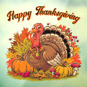 Happy Thanksgiving Turkey Fall Harvest Graphic  ウィンドウサイン (シート3)