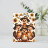 Happy Thanksgiving Turkey Family Card ポストカード (スタンド正面)
