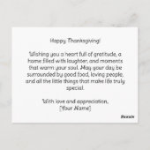 Happy Thanksgiving Turkey Family Card ポストカード (裏面)