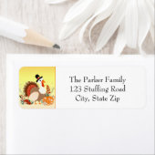  Happy Thanksgiving Turkey Folk Art ラベル (インサイチュ)