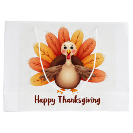Happy Thanksgiving Turkey Gift Bag ラージペーパーバッグ