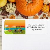 Happy Thanksgiving Turkey on Golf Course With Pie  ラベル