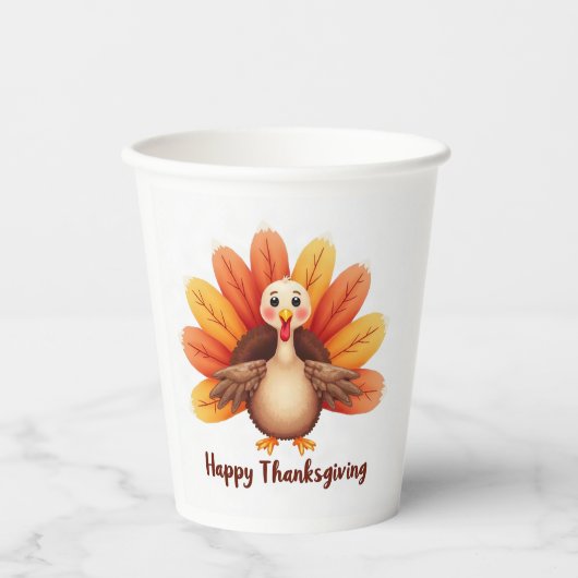 Happy Thanksgiving Turkey Paper Cups 紙コップ (正面)