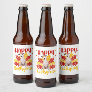 Happy Thanksgiving Turkey | Whippet lover Gift ビールラベル