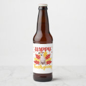 Happy Thanksgiving Turkey | Whippet lover Gift ビールラベル (正面)