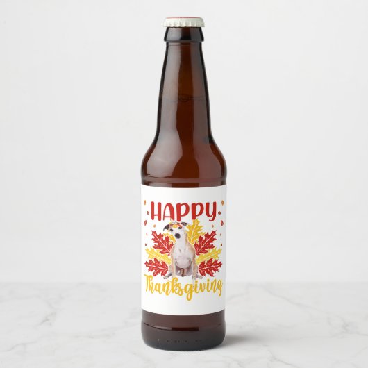 Happy Thanksgiving Turkey | Whippet lover Gift ビールラベル (正面)