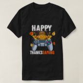 Happy Thanksgiving Video Game Controller Pilgrim C Tシャツ (デザイン正面)