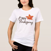 Happy Thanksgiving Watercolor Fall Maple Leaf トライブレンドＴシャツ (正面)