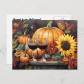 Happy Thanksgiving Wine Country Cute シーズンポストカード (正面/裏面)