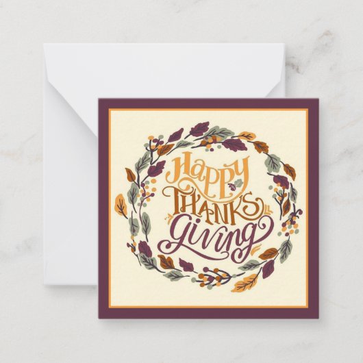Happy Thanksgiving wreath ノートカード (正面)