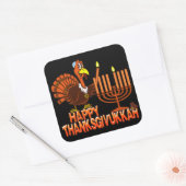 Happy Thanksgivukkahスタンプ スクエアシール (封筒)