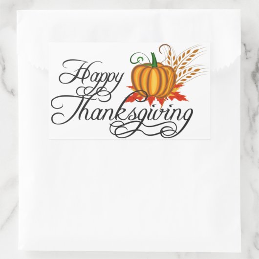 Happy Thanskiving - 長方形シール (バッグ)