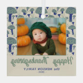 Happy Thanxsgivingキノコ秋写真 ガラスオーナメント (裏面)