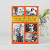 Happy Thanxsgivingフォトコラージュのグリーティングカード 招待状 (スタンド正面)