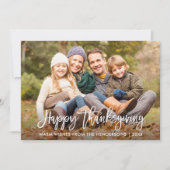 Happy Thanxsgivingブラシモダンスクリプトフォト シーズンカード (正面)