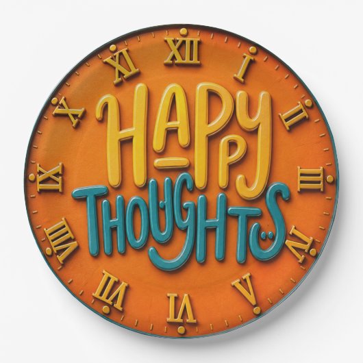 Happy Thoughts Positive Inspirational Quote  ペーパープレート (正面)