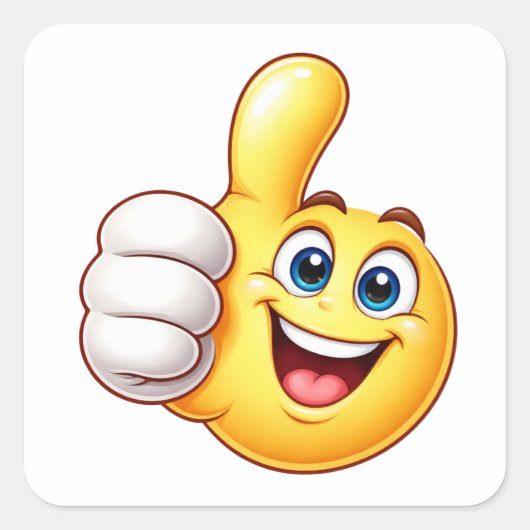 Happy Thumbs Up Cartoon Icon Sticker スクエアシール (正面)
