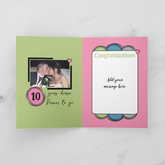 Happy Tin 10th Anniversary 2 photo names blue カード (内部)