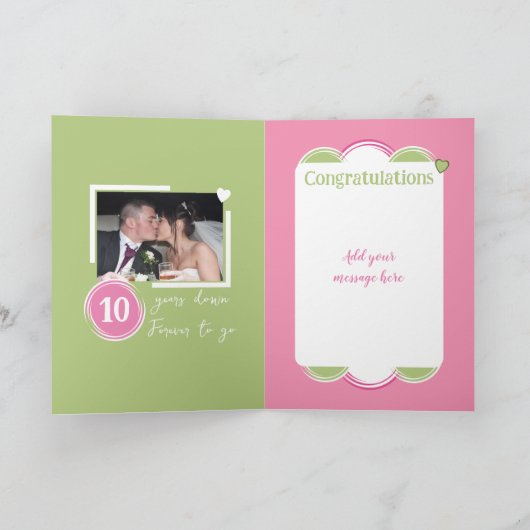 Happy Tin 10th Anniversary 2 photo names pink カード (内部)