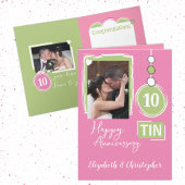 Happy Tin 10th Anniversary 2 photo names pink カード