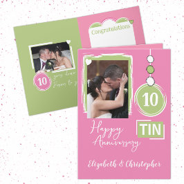 Happy Tin 10th Anniversary 2 photo names pink カード