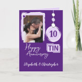 Happy Tin 10th Anniversary 2 photo names purple カード (正面)