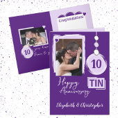 Happy Tin 10th Anniversary 2 photo names purple カード