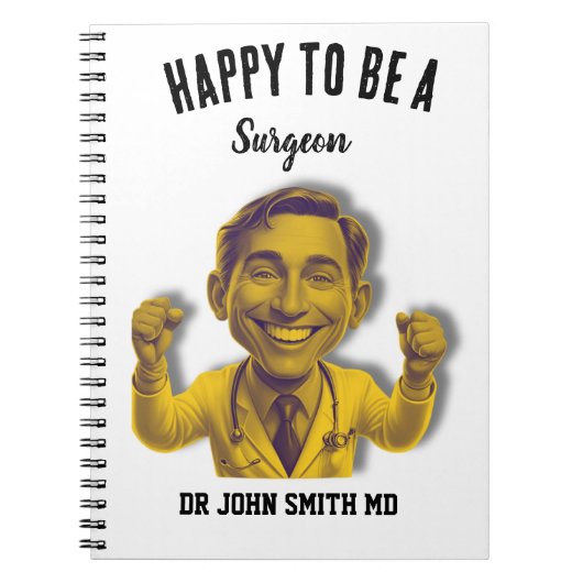 happy to be a surgeon doctor MD yellow ノートブック (正面)