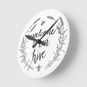 Happy to Bee Home Words II |ハイブへようこそ ラウンド壁時計 (傾斜)