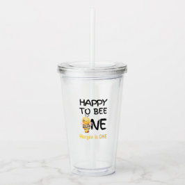Happy To Bee One Honey Yellow Girls 1st Birthday アクリルタンブラー