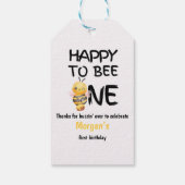 Happy To Bee One Honey Yellow Girls 1st Birthday ギフトタグ (裏面)
