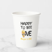 Happy To Bee One Honey Yellow Girls 1st Birthday 紙コップ (裏面)