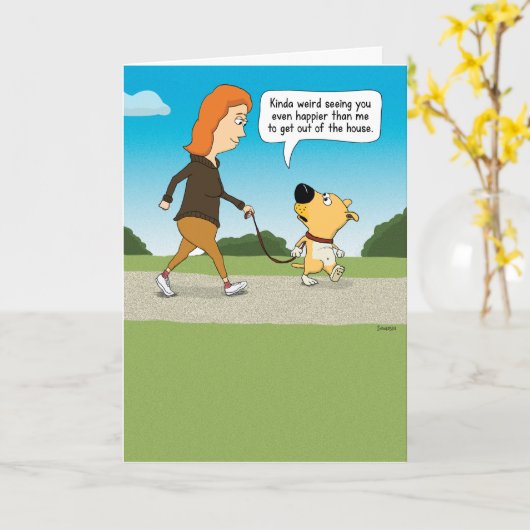 Happy to Get out the house with dog カード (黄色い花)
