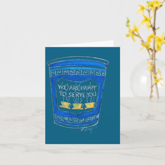 Happy To Serve You Blue Greek Diner Coffee Cup Nyc カード (黄色い花)