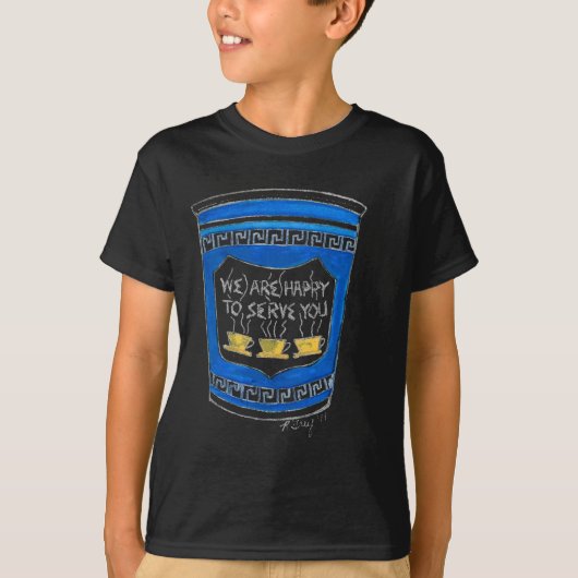 Happy To Serve You Blue Greek Diner Coffee Cup Nyc Tシャツ (正面)