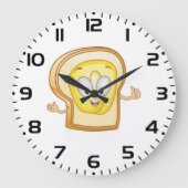 Happy Toast Kawaii Buttered Bread Slice ラージ壁時計 (正面)