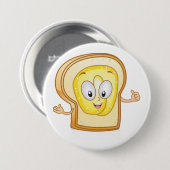 Happy Toast Kawaii Buttered Bread Slice 缶バッジ (正面&裏面)