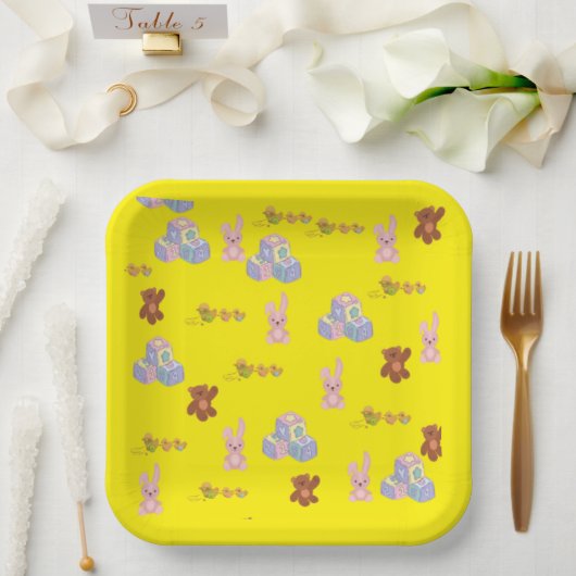 Happy Toddler Birthday yellow ペーパープレート (ウェディング)