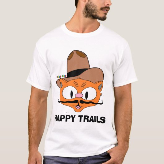 HAPPY TRAILS漫画の口ひげキャットセナーガト Tシャツ (正面)
